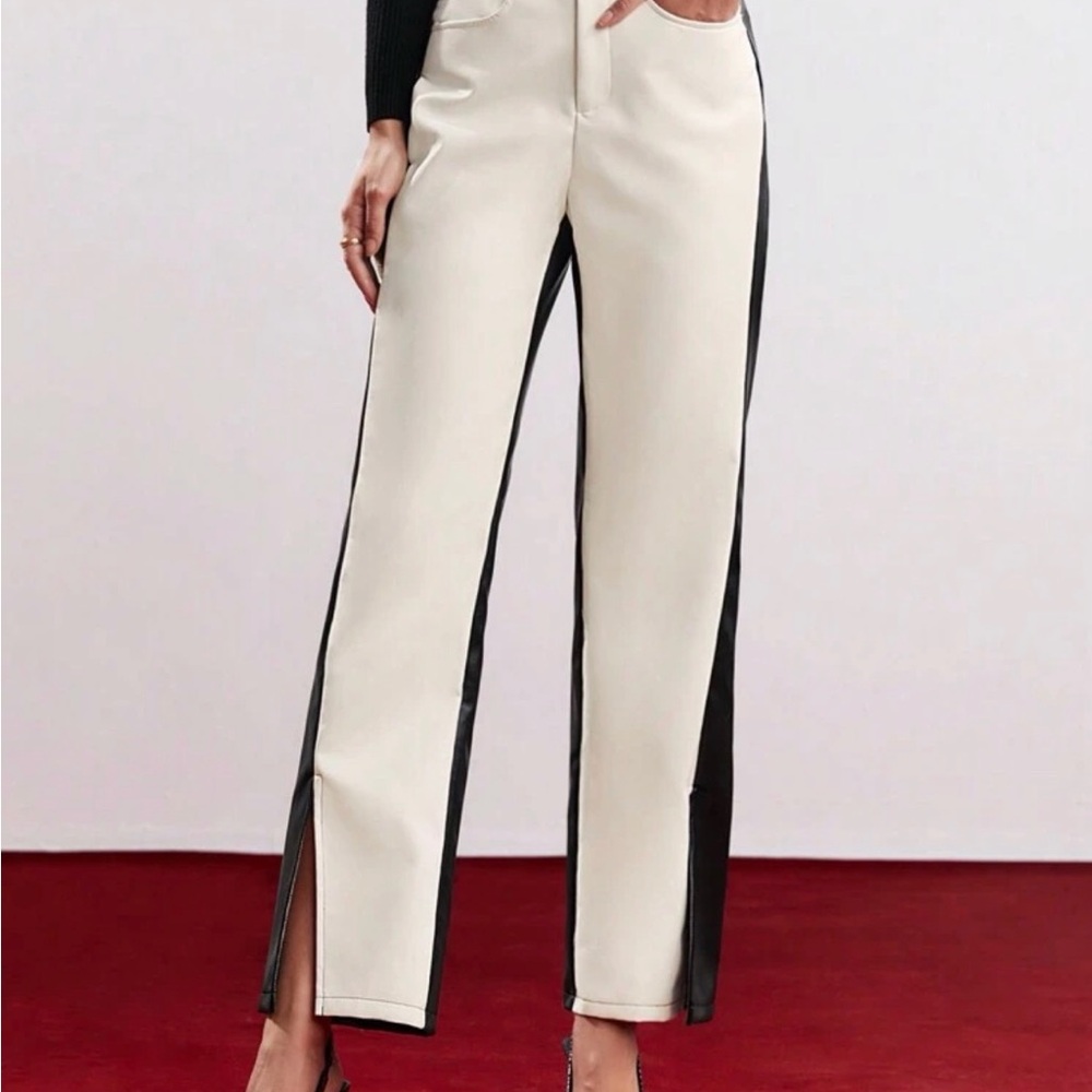 BRAND NEW Elegant Black and White Women's Leather Pants